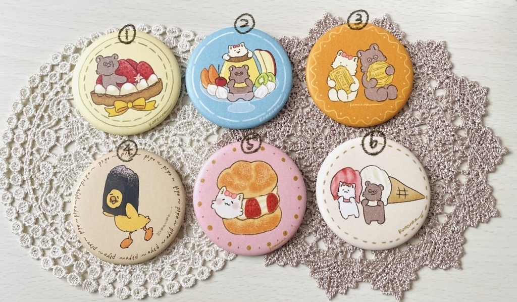 Komeuma 缶バッジ(各300円)