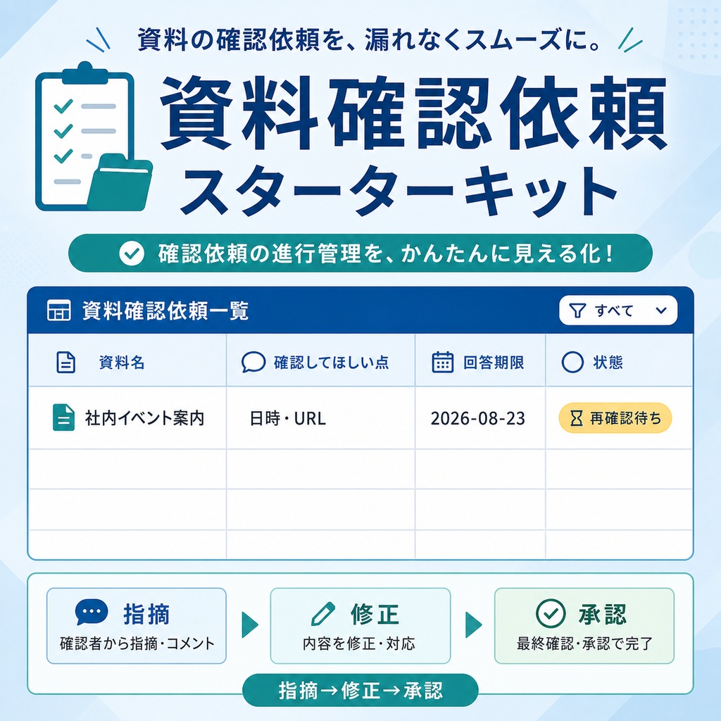 資料確認依頼スターターキット|確認・修正・承認を一つに整理