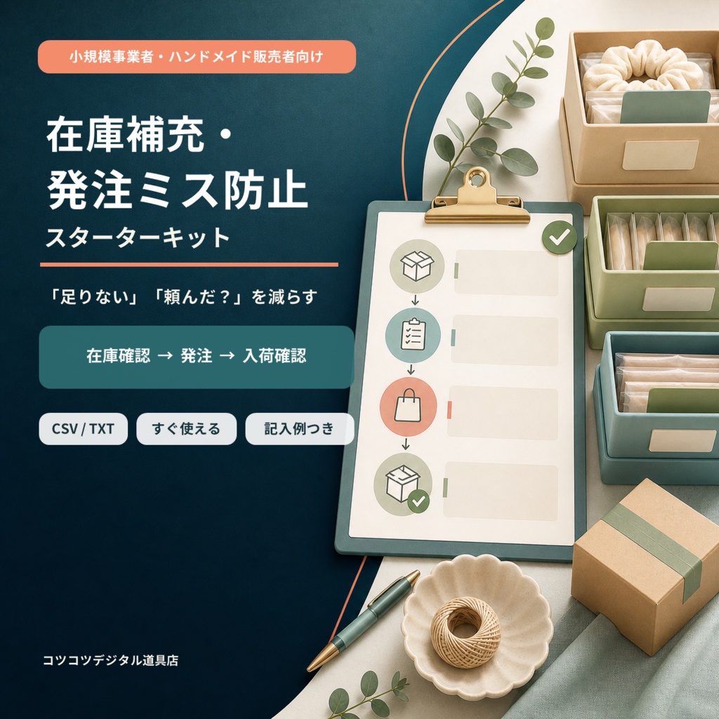 小規模事業者・ハンドメイド販売者向け 在庫補充・発注ミス防止スターターキット