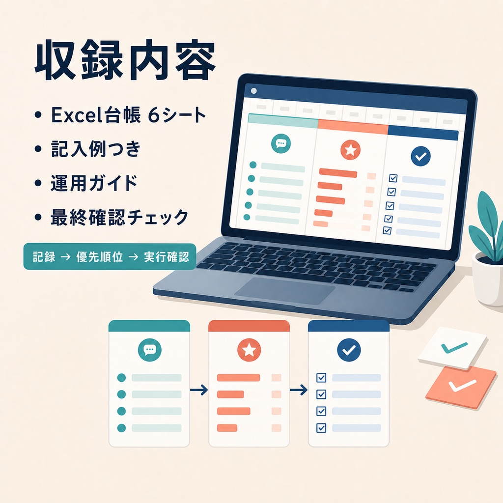 小さなお店向け お客様の声・改善実行スターターキット|要望整理・優先順位・実行管理
