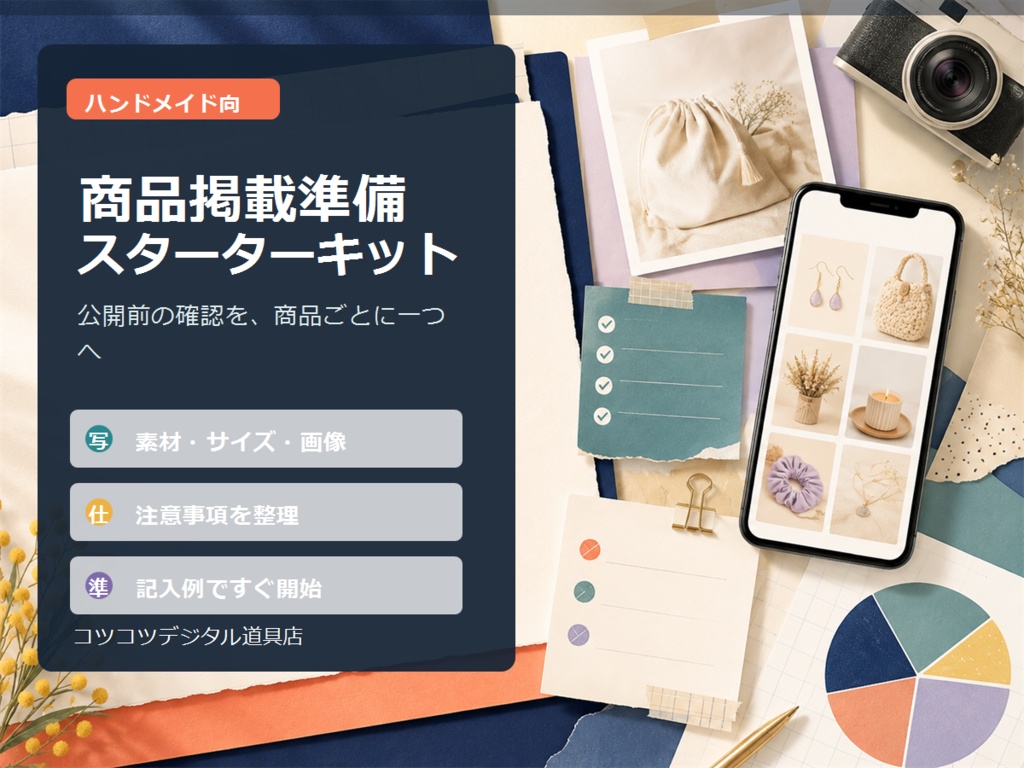 ハンドメイド販売者向け 商品掲載準備スターターキット｜写真・仕様・注意事項を一度に確認