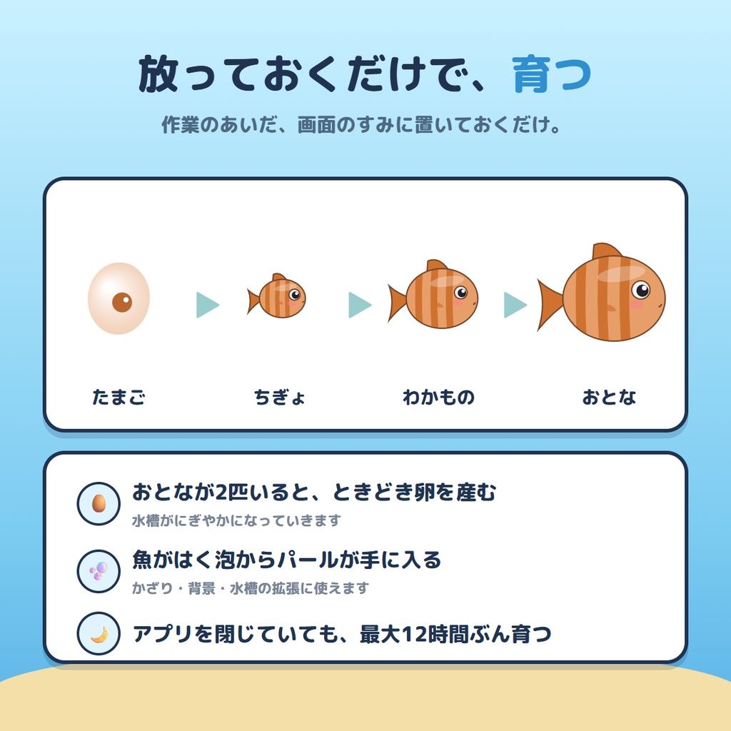 【無料版あり】ですくとっぷ水族館|画面のすみで魚が増える放置・収集ゲーム【Windows】