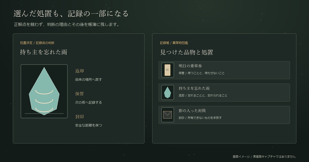 【無料版あり】夜間異常物取扱所|15件の忘れ物を調べる物語推理ゲーム【Windows・オフライン】