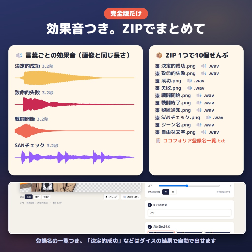自分のキャラで動くカットイン+効果音|うちの子カットイン 完全版【見た目6種・言葉10個・ZIP一括】ココフォリア・TRPG