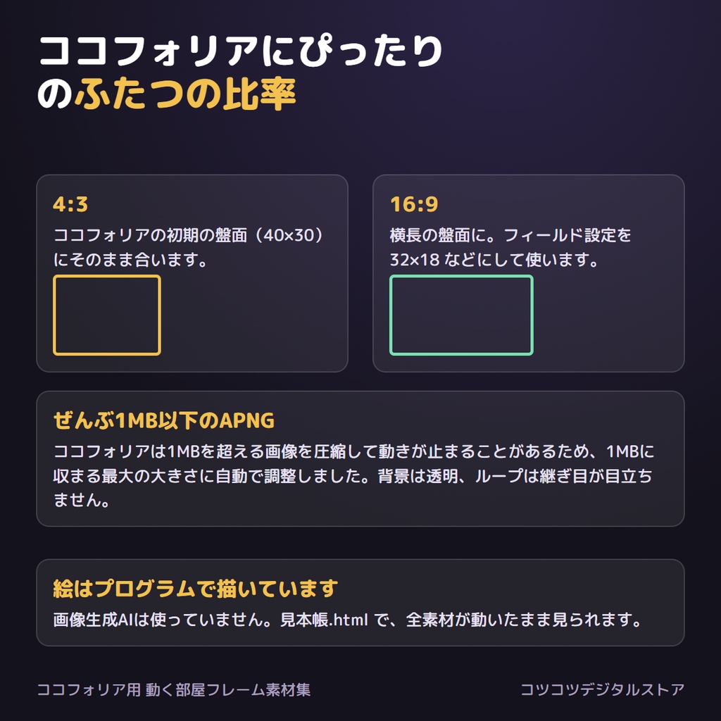 【無料】ココフォリア用 動く部屋フレーム|サンプル版(魔法・SF端末)