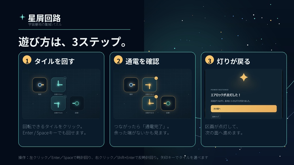 星屑回路 — 宇宙基地の配線パズル【無料体験版・全5面】