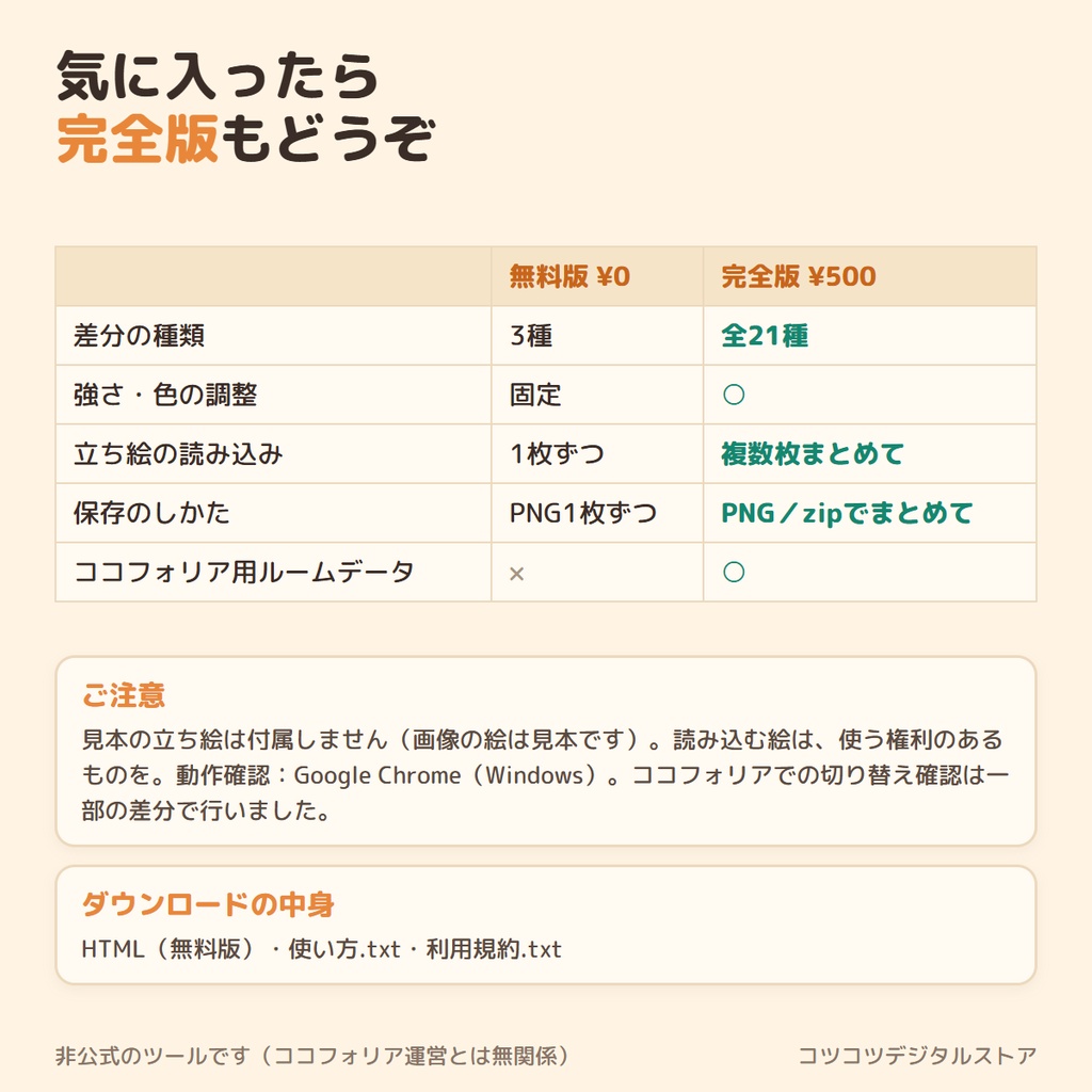 【無料】立ち絵の状態差分メーカー|青ざめ・照れ・回想セピアの差分PNGを作る