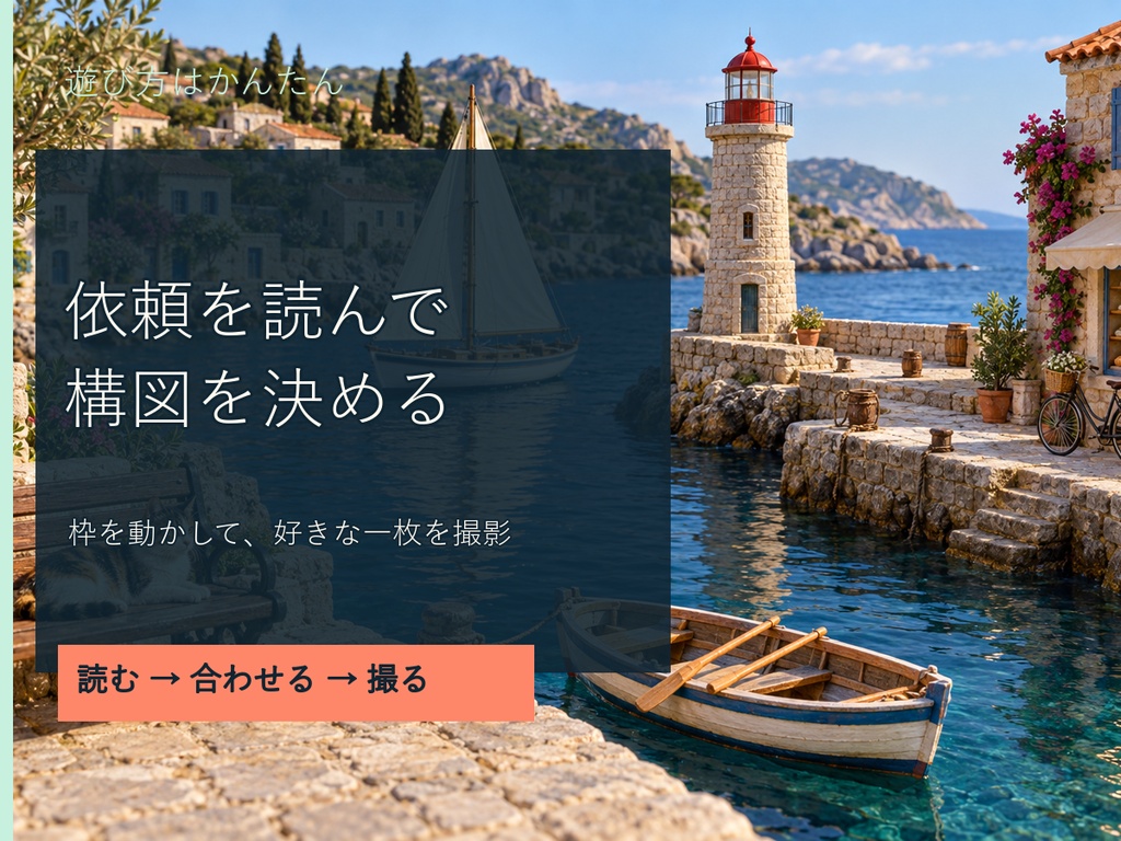 ミニチュア撮影さんぽ【無料版】|港町で5つの撮影依頼