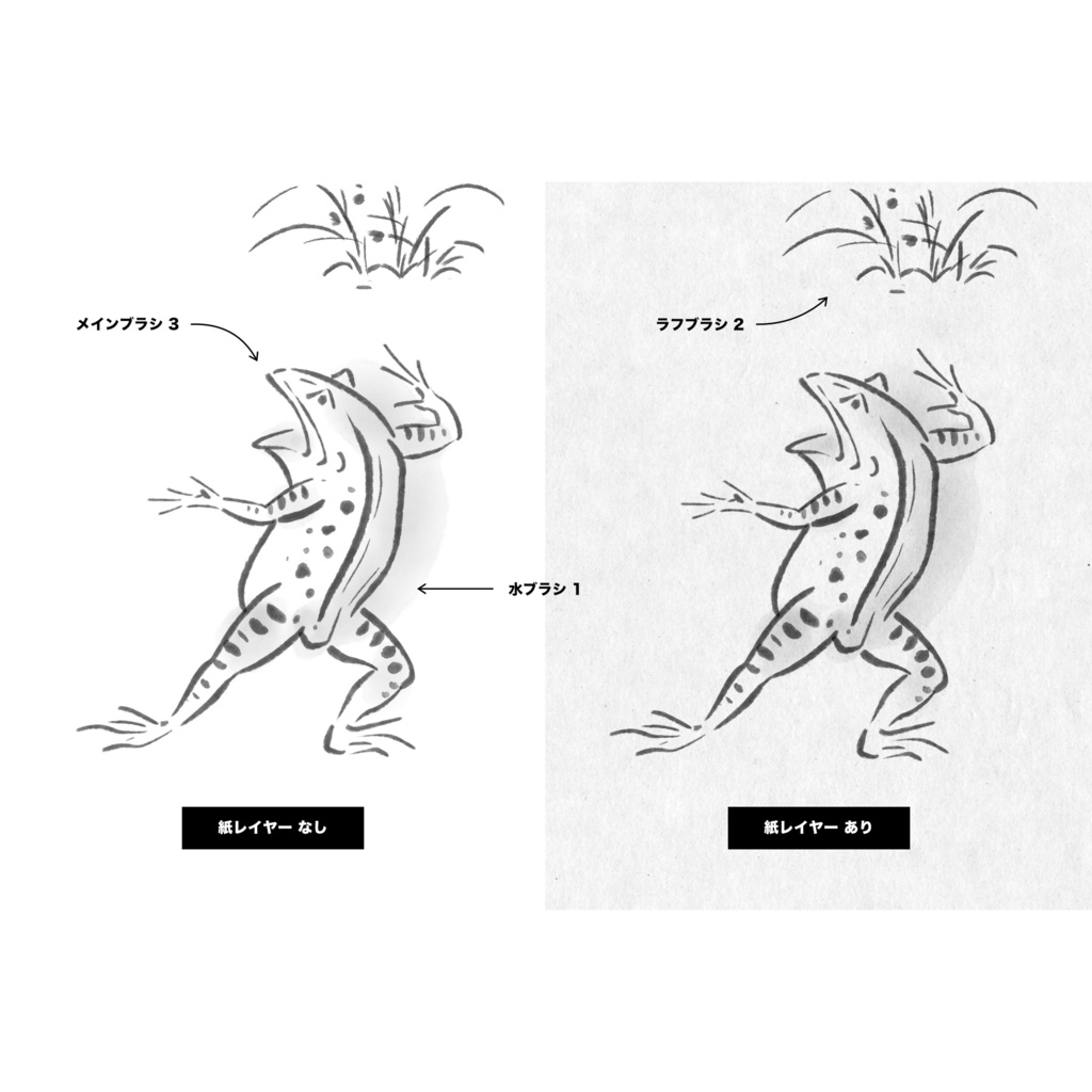 Procreate 墨ブラシ22種+紙テクスチャ4種セット