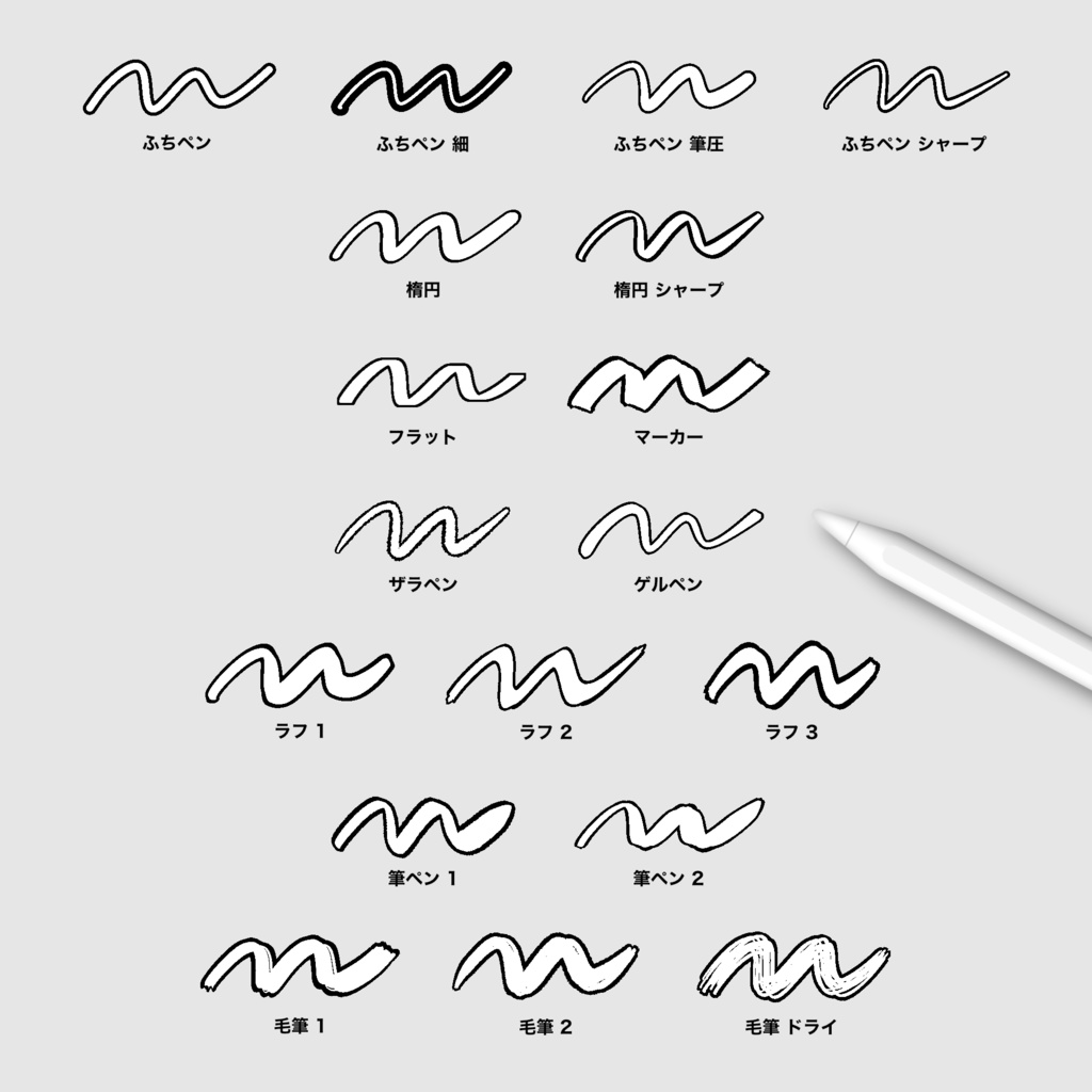 Procreate マンガふちペン - ブラシ18種類セット