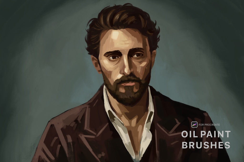 Procreate オイルペイントブラシ - 油絵ブラシ20種 x グレインサイズ3種