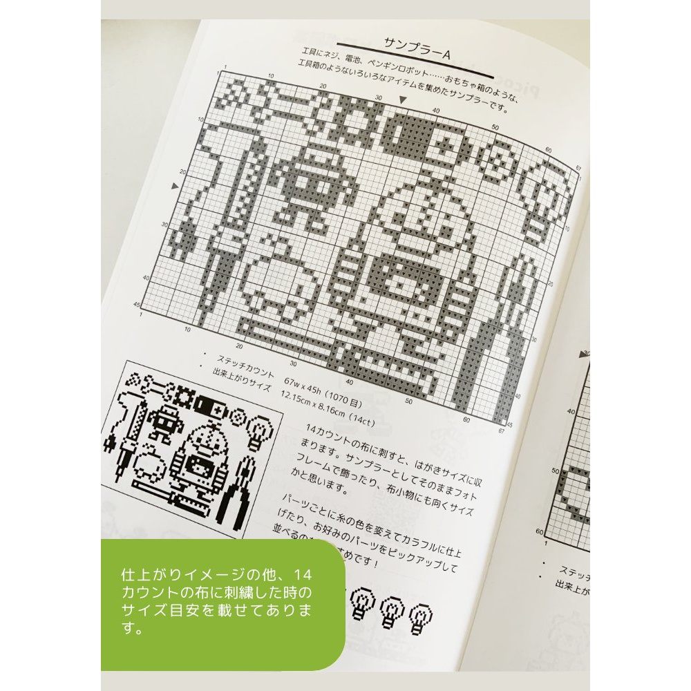 Picoccobit のぴこっとロボ図案~1色でできるクロスステッチ図案集~