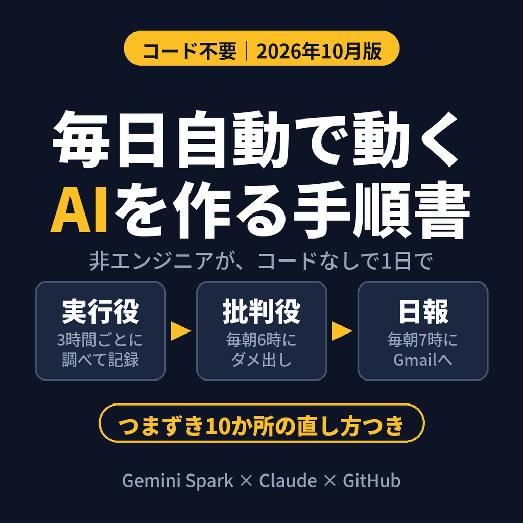 毎日自動で動くAIを、非エンジニアが1日で作る手順書(2026年10月版)