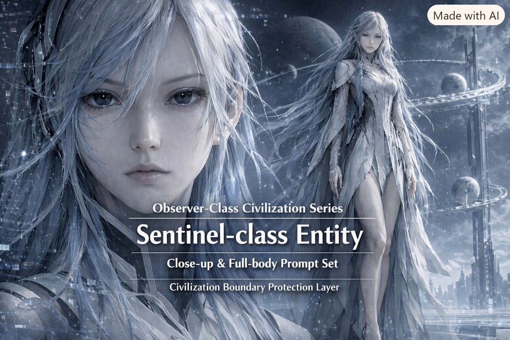 Observer-Class Civilization Series – Sentinel-class Entity (Close-up & Full-body Prompt Set)