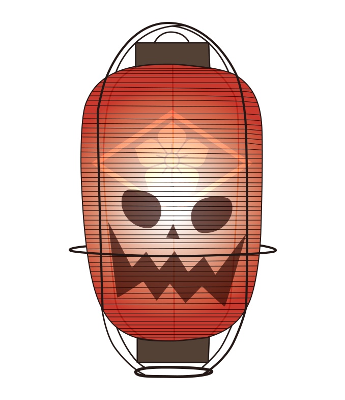 【フリー素材】ハロウィン和風提灯 A PNG 背景透明