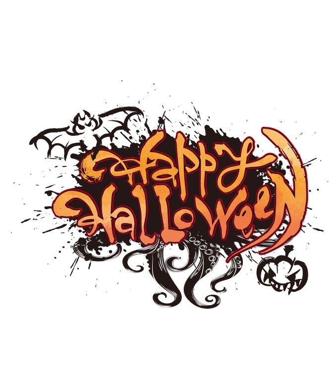 【フリー素材】和風ハロウィンタイトルA PNG 背景透明