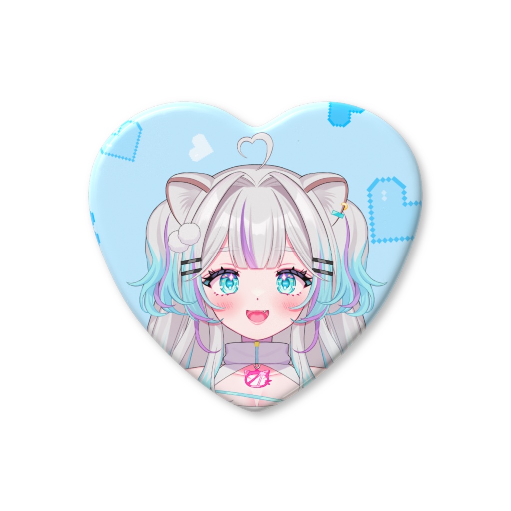 魔猫ぴぴぃ ハート缶バッジ
