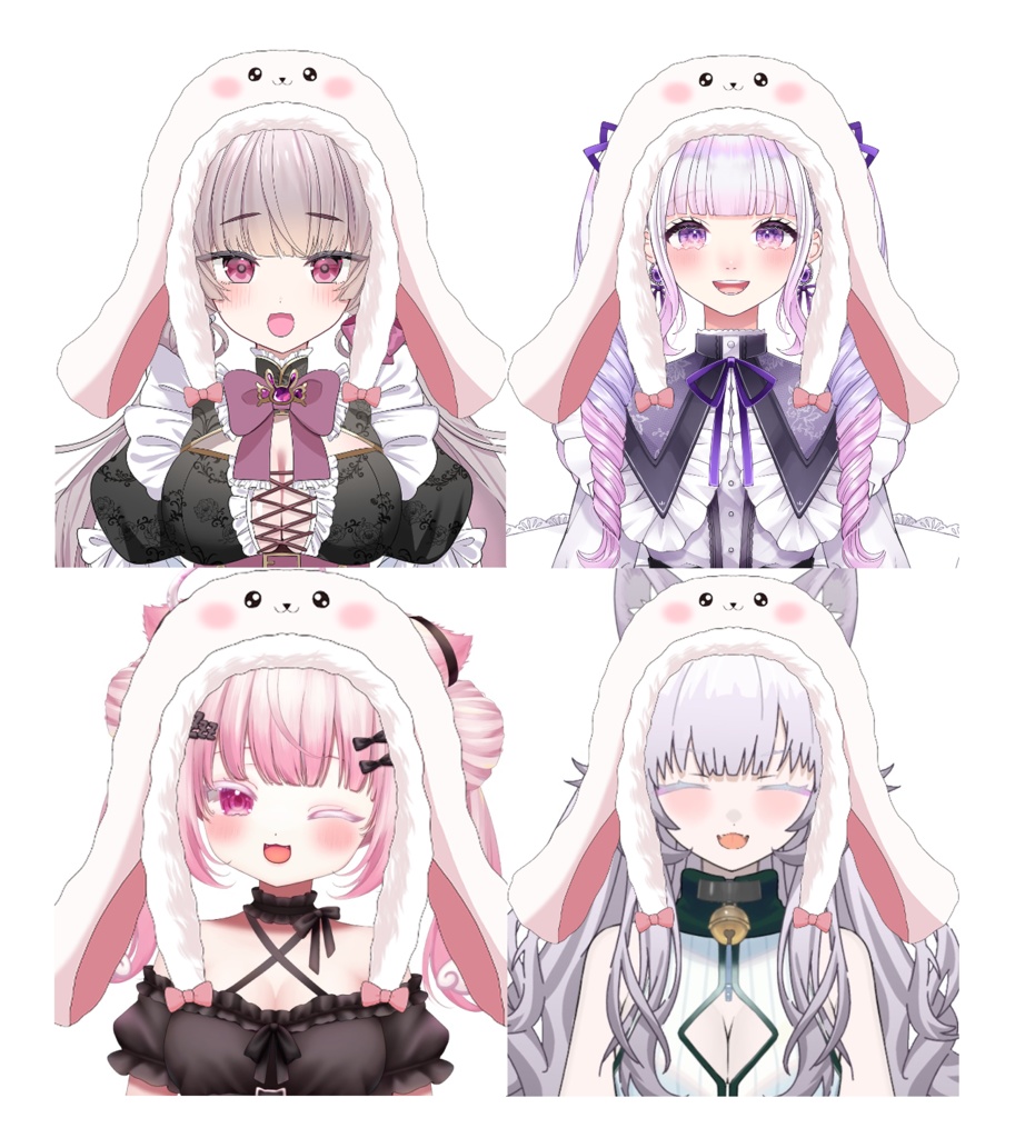 【高解像度】うさちゃんフードの素材（商用利用込み）