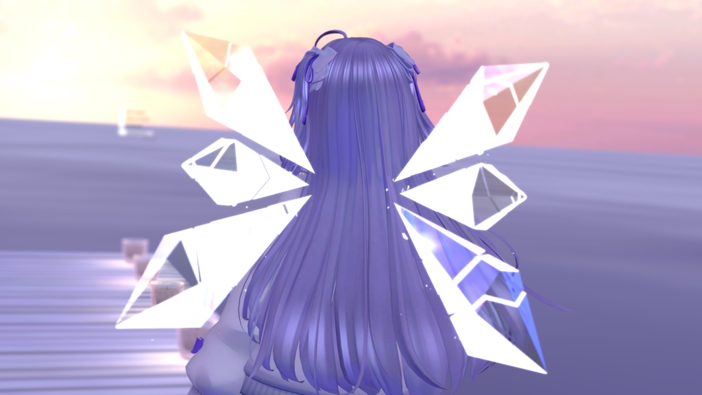 【無料】VRChat向け小物「水晶の翼」【MA対応】
