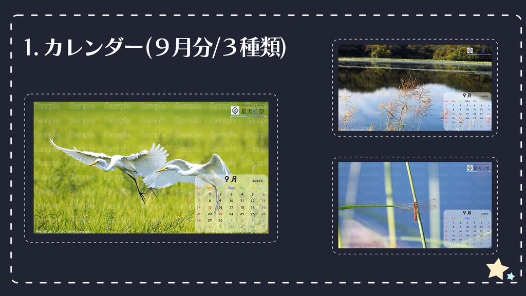 星天航空オリジナルカレンダー2025年9月分/3枚セット(デスクトップ用)