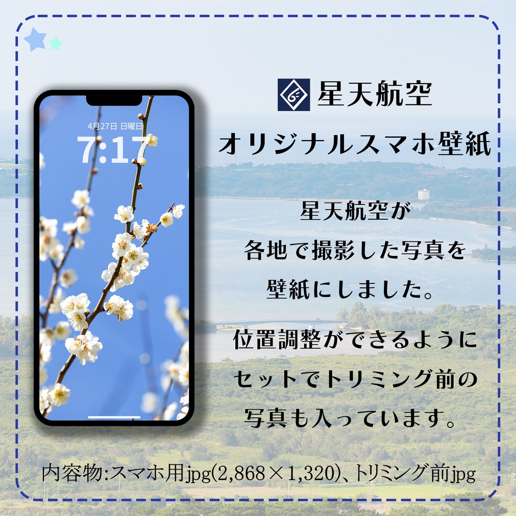 【スマホ壁紙】春空を打つ梅花
