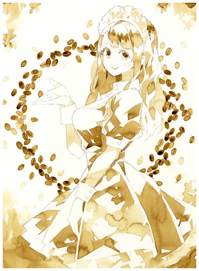 珈琲イラスト原画【ready to order?】/晴瀬ひろき