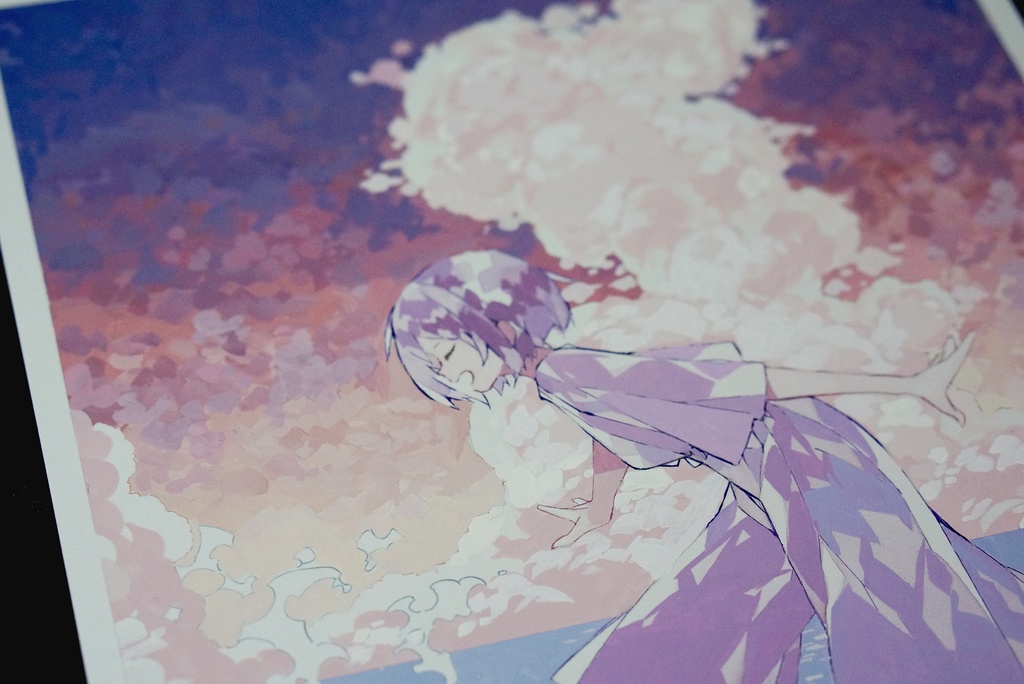 アクリルガッシュ原画【渚、夕暮れ】/晴瀬ひろき