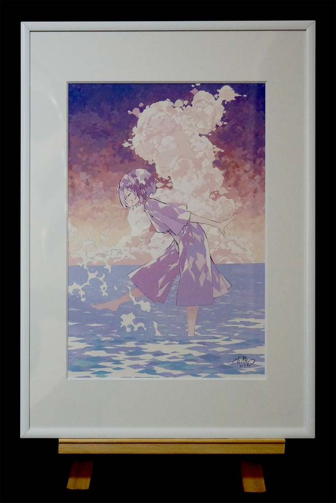 アクリルガッシュ原画【渚、夕暮れ】／晴瀬ひろき