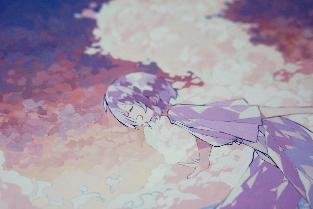 アクリルガッシュ原画【渚、夕暮れ】/晴瀬ひろき