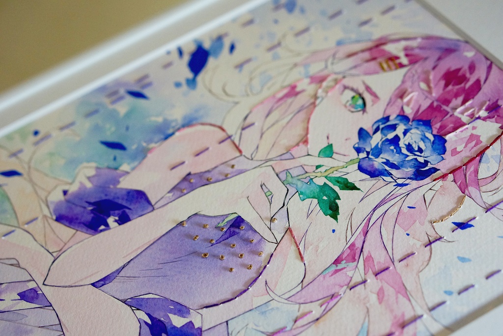 刺繍イラスト原画【しとどの花園】/晴瀬ひろき