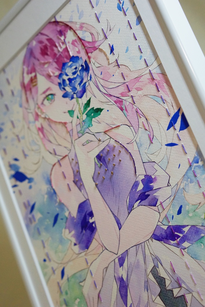 刺繍イラスト原画【しとどの花園】/晴瀬ひろき