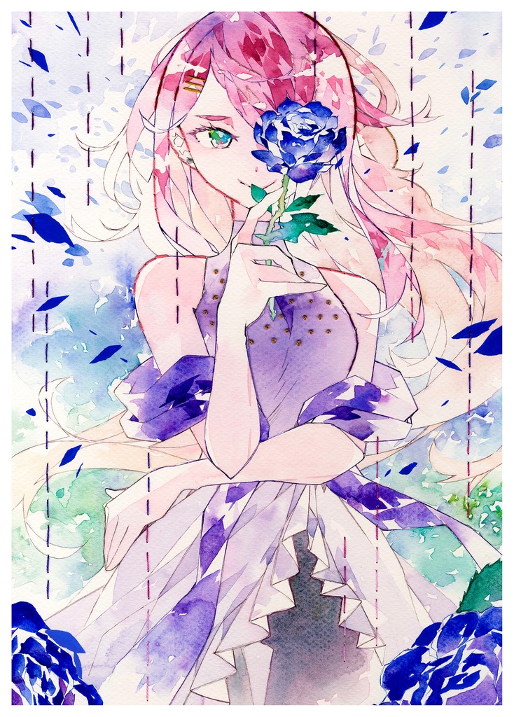 刺繍イラスト原画【しとどの花園】/晴瀬ひろき