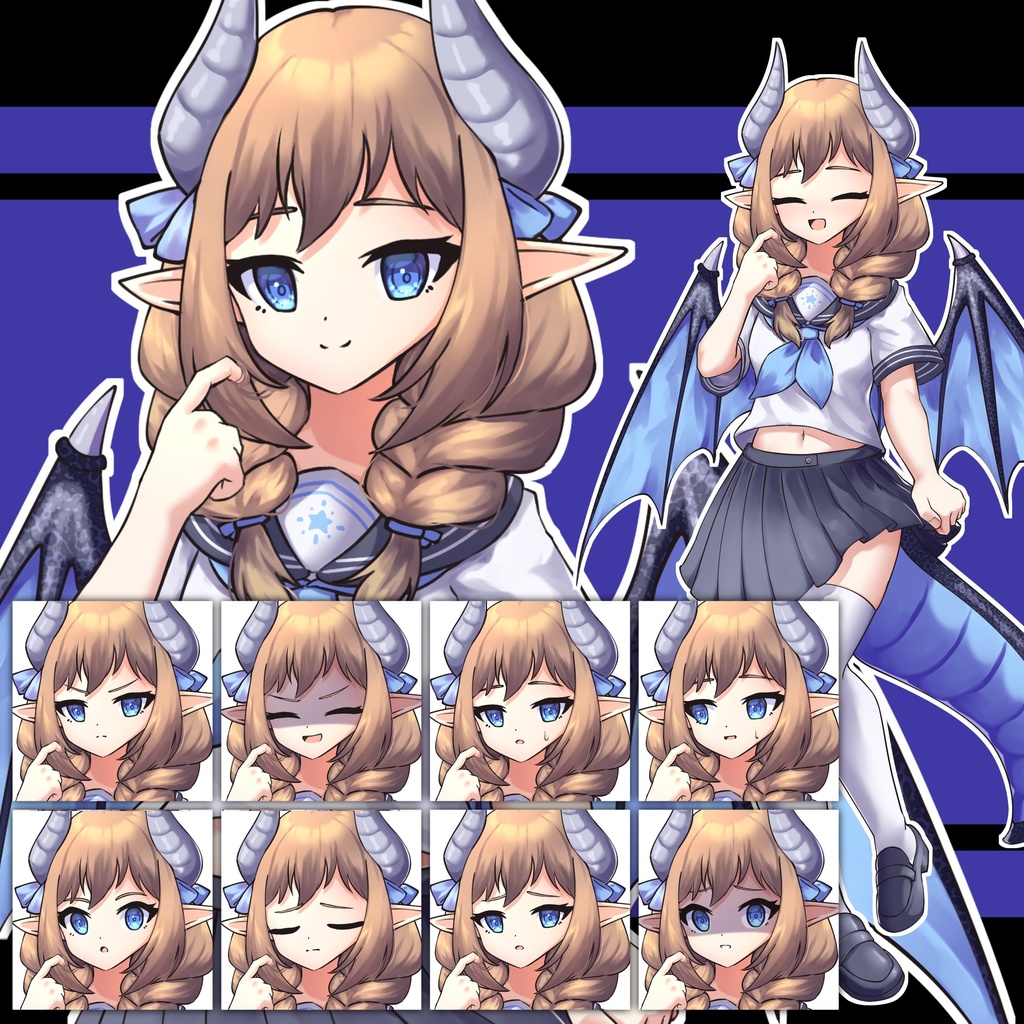 【無料版あり】セーラーなドラゴン娘_立ち絵素材