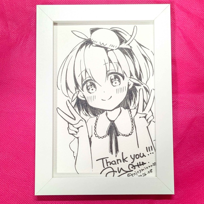 【直筆イラスト】誕生日記念（ダブルピース）【VTuber香賀彩葉】