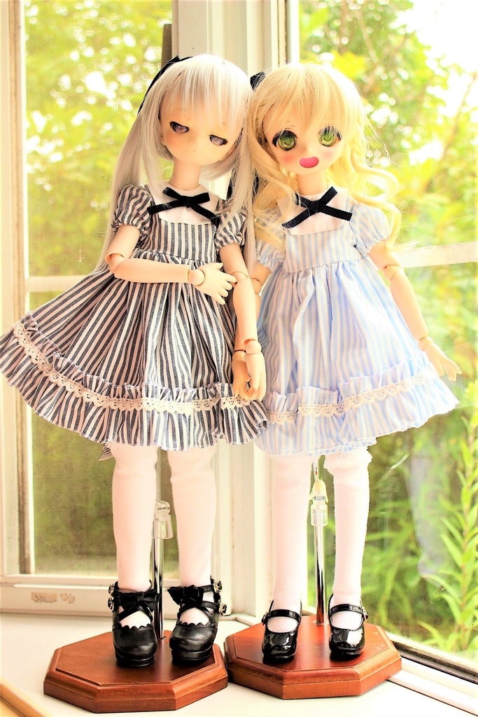 ■KUMAKOちゃん&MDDさん(40cmドール用)(40cmドール用)避暑地のお嬢様セット(グレーストライプ)