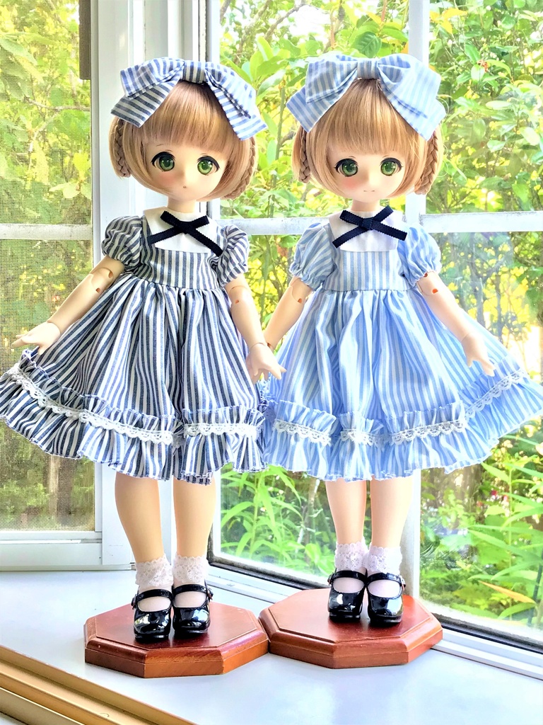 ■KUMAKOちゃん&MDDさん(40cmドール用)(40cmドール用)避暑地のお嬢様セット(グレーストライプ)