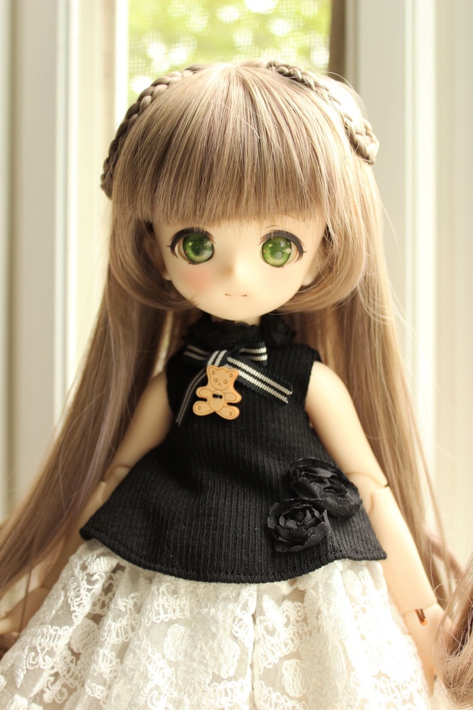 ■KUMAKOちゃん&MDDさん(40cmドール)用 ノースリーブカットソーとレース生地のスカート