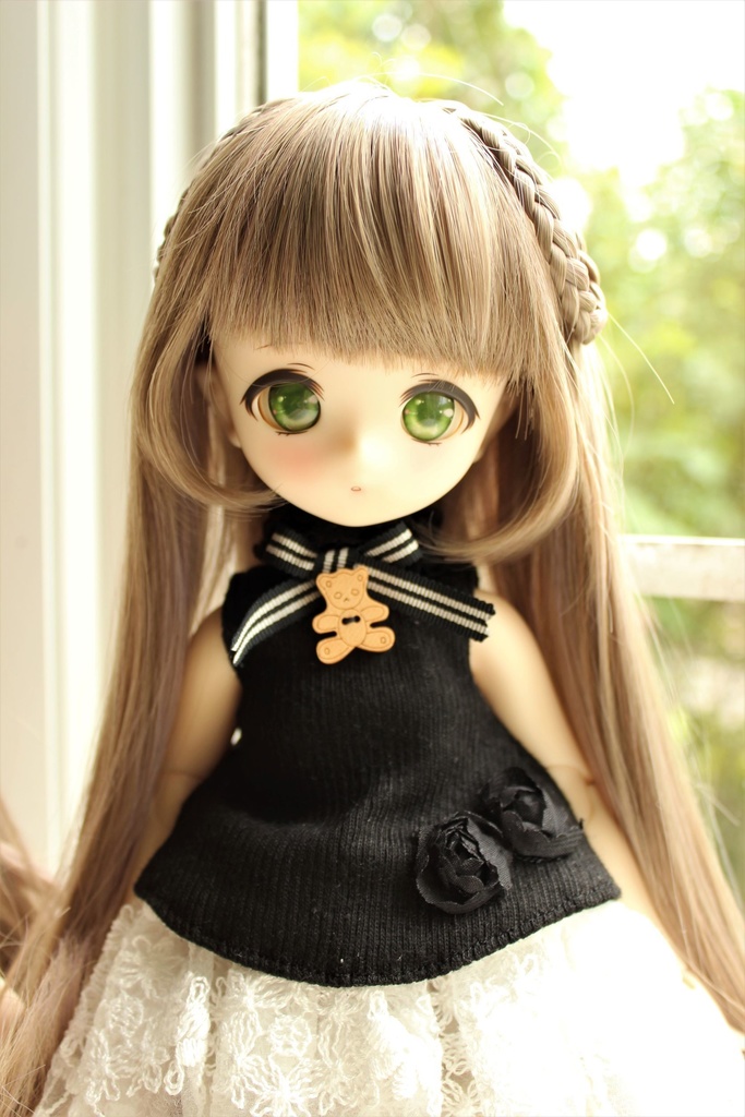 ■KUMAKOちゃん&MDDさん(40cmドール)用 ノースリーブカットソーとレース生地のスカート