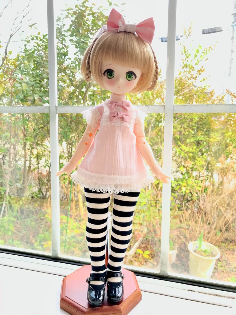 ■KUMAKOちゃん&MDDさん(40cmドール)用楊柳のマイクロミニワンピース(ピンク)