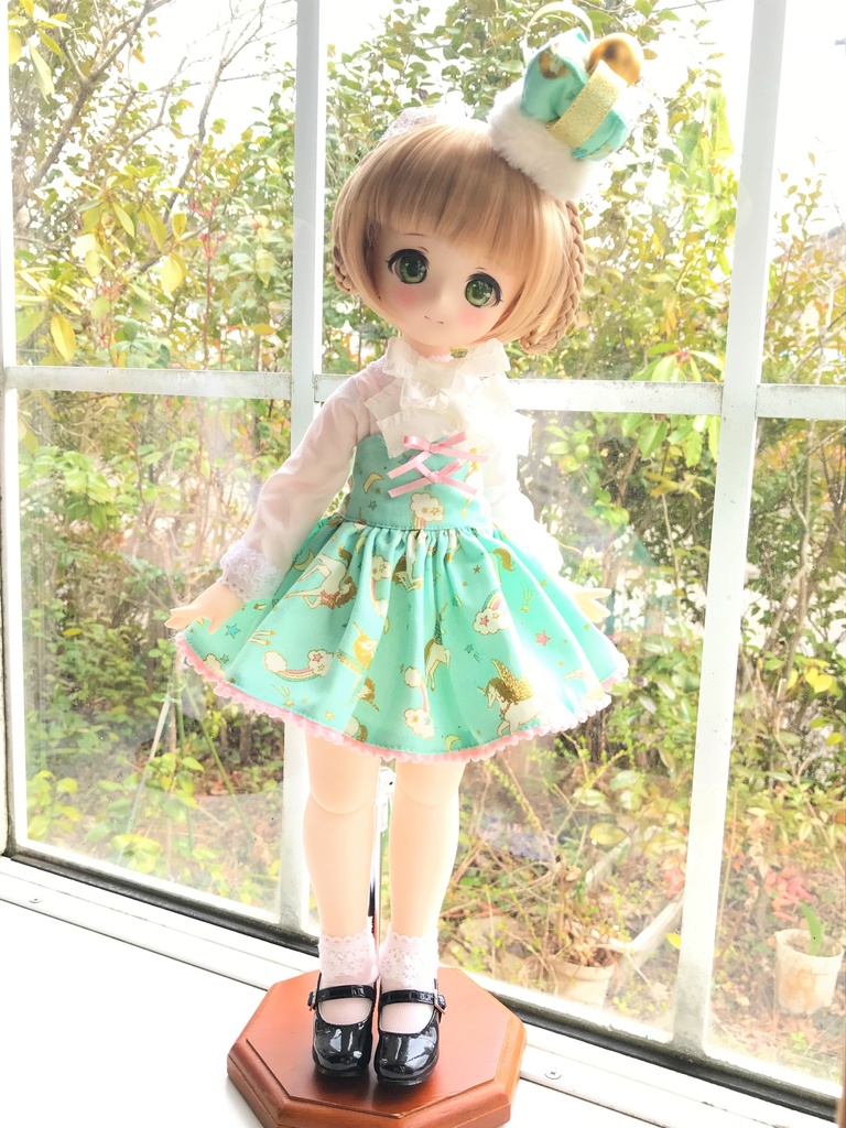 ■KUMAKOちゃん&MDDさん(40cmドール)用 ペガサスの王冠セットアップ(ミント)