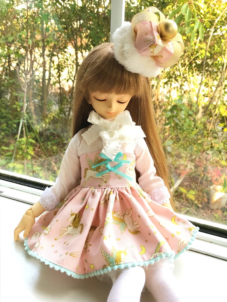 ■KUMAKOちゃん&MDDさん(40cmドール)用 ペガサスの王冠セットアップ(ピンク)