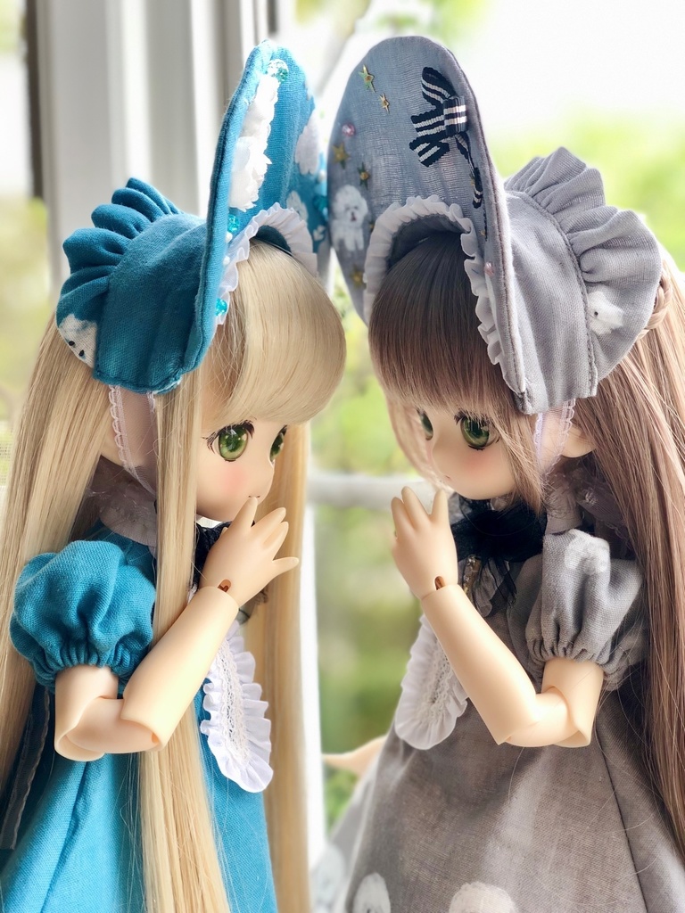 ■KUMAKOちゃん&MDDさん(40cmドール)用わんわんわんこのワンピースセット(夜のとばり(グレー))