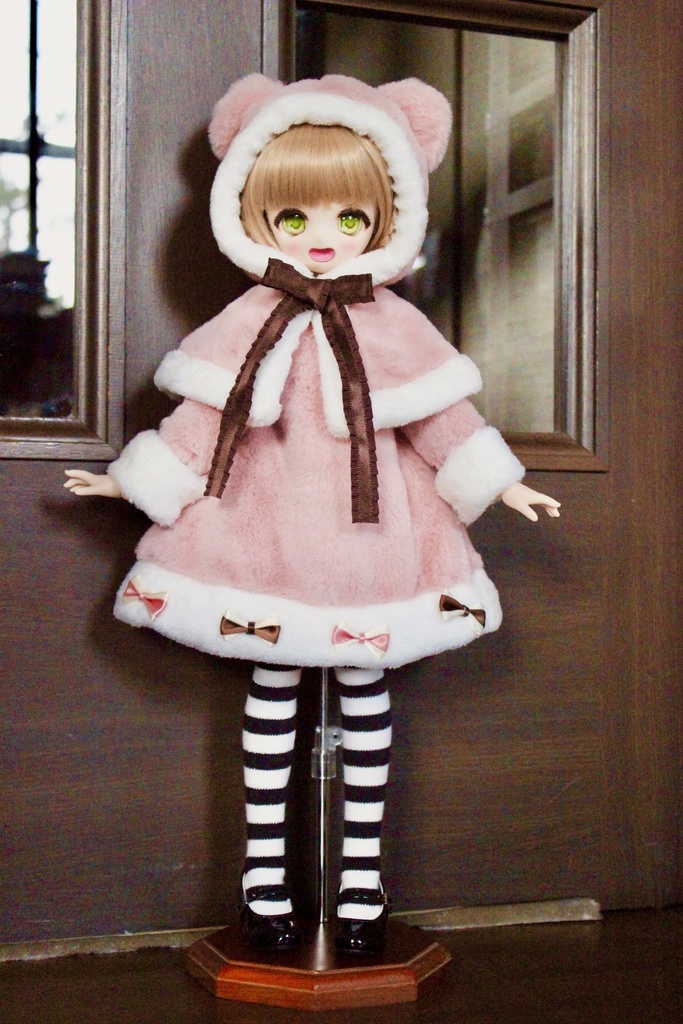 ■KUMAKOちゃん&MDDさん(40cmドール)用 KUMAKOちゃんのくまコートセット(ストロベリーチョコ)