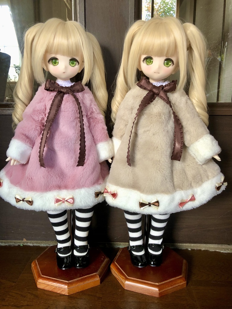 ■KUMAKOちゃん&MDDさん(40cmドール)用 KUMAKOちゃんのくまコートセット(ストロベリーチョコ)