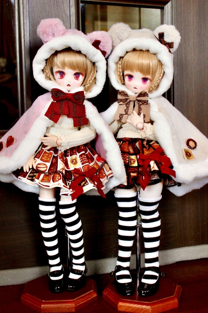 ■KUMAKOちゃん&MDDさん(40cmドール)用のくまマント(カフェモカ)