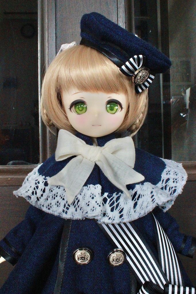 ■ダブルボタンのトレーンコートドレスのセット(KUMAKOちゃん、MDDさんジャストサイズ)冬の青薔薇