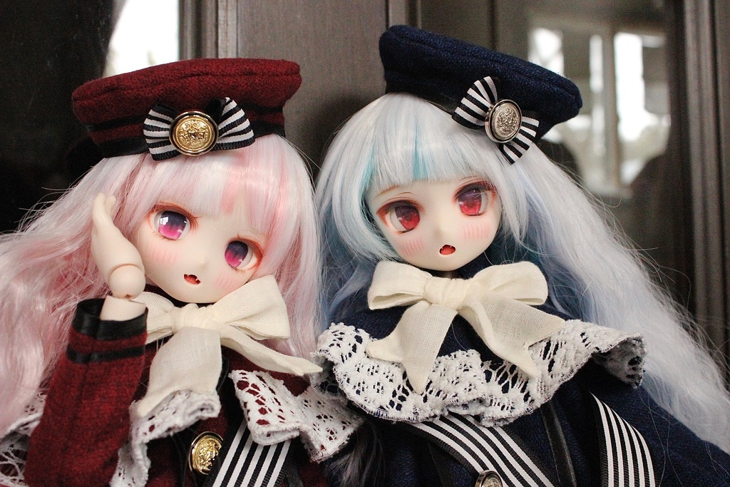 ■ダブルボタンのトレーンコートドレスのセット(KUMAKOちゃん、MDDさんジャストサイズ)冬の赤薔薇