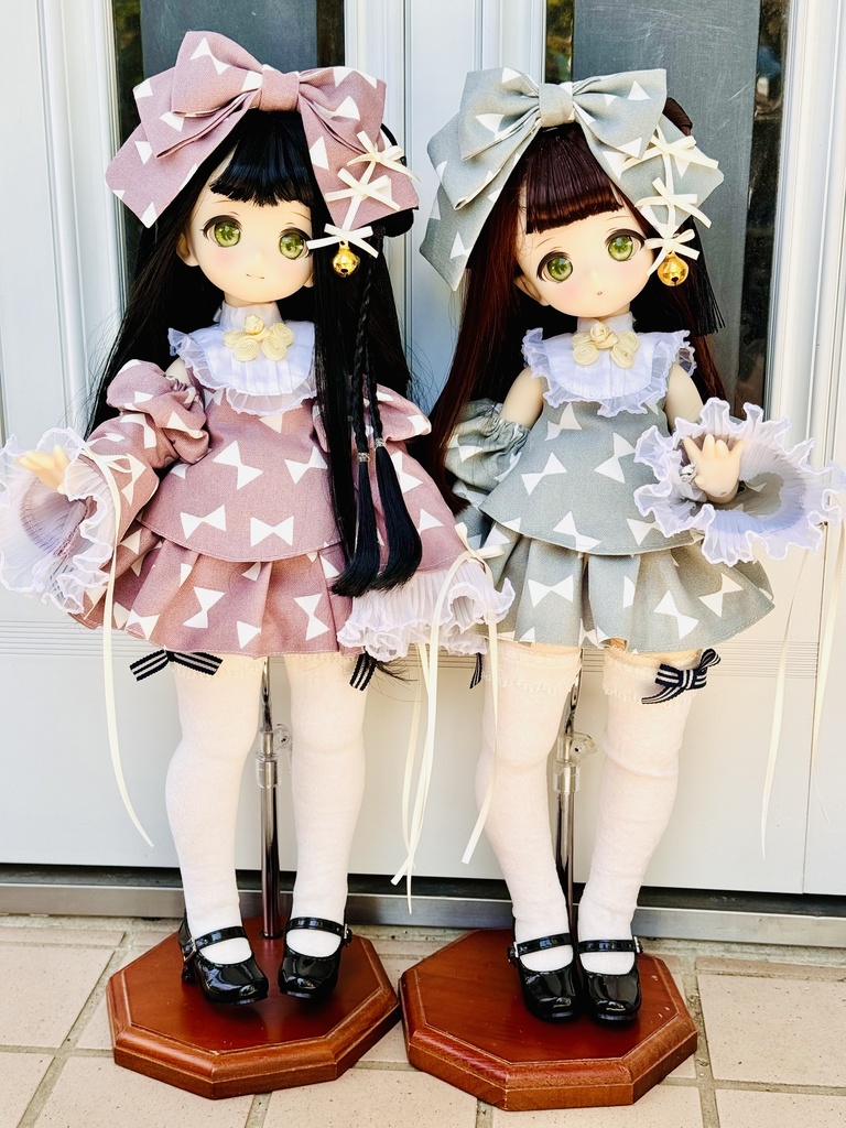 ■KUMAKOちゃん&MDDさん(40cmドール)用シノワズリロリータセット(くすみサックス)