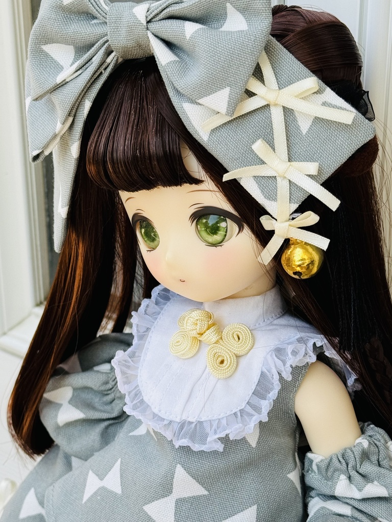 ■KUMAKOちゃん&MDDさん(40cmドール)用シノワズリロリータセット(くすみサックス)