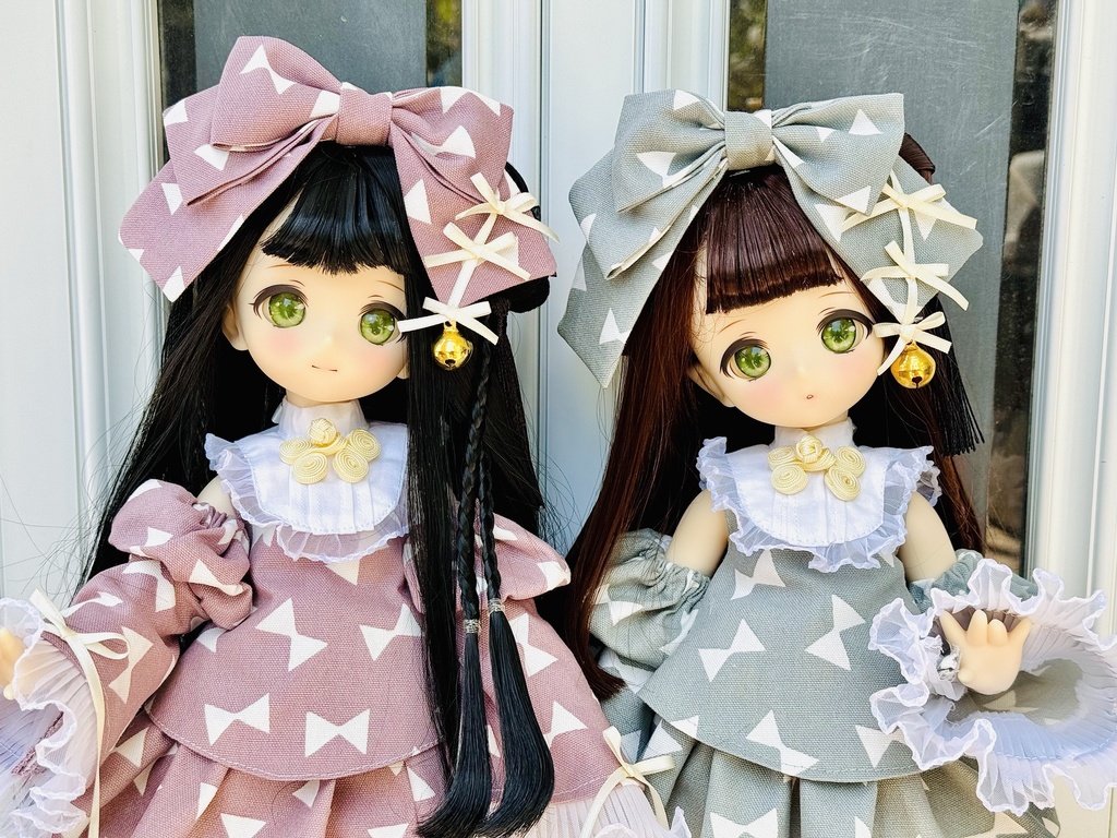 ■KUMAKOちゃん&MDDさん(40cmドール)用シノワズリロリータセット(くすみサックス)